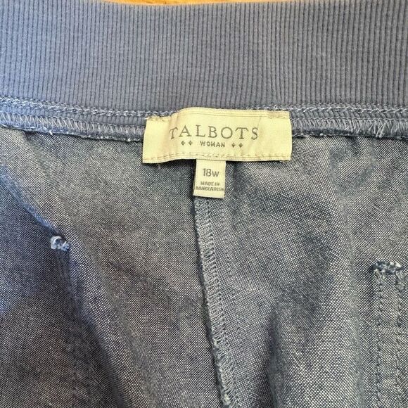 Talbots Size 18W Chambray Convertible Tab Cuff Crop Pant - Picture 4 of 7